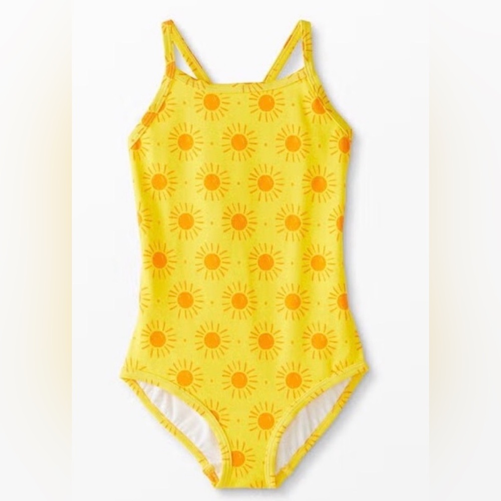 Hannah Anderson Yellow Sun Print Girls One-Piece Swimsuit